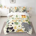 thumbnail image 2 of Manfei Panda Elephant Bed in a Bag Queen Size,Jungle Animal Bed Set,Palm Leaves Bedding Queen Size For Boys,Super Cozy Room Decoration Reversible,7 Pieces, 2 of 7