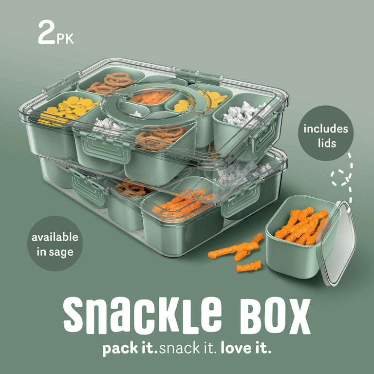 Cook With Color 2-Pack 8-Compartment Snackle Box, Charcuterie and