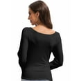 thumbnail image 5 of Women's Slim Fit Long Sleeve T-Shirt - Square Neck Stretch Casual Top, 5 of 6