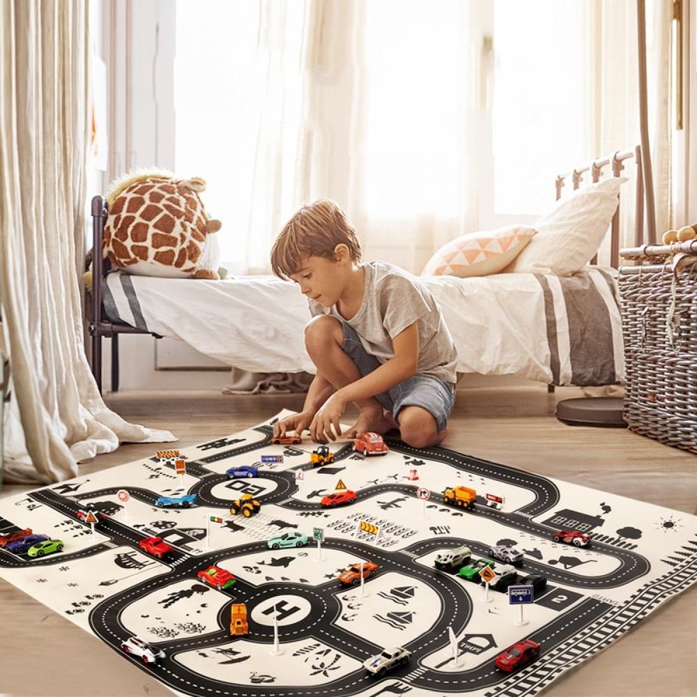Maxsoft Kids Rug, Car Carpet Play Mat for Kids, City Road Rug for Boys  Toddler, Children Educational Road Traffic System Playmat for Playroom  Track