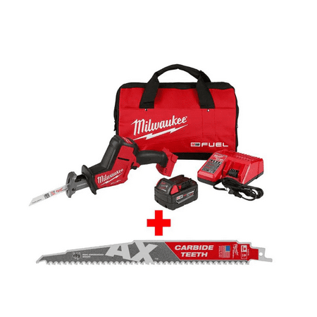 Milwaukee M18 FUEL 18-Volt Lithium-Ion Brushless Cordless HACKZALL Reciprocating Saw Kit with Carbide Teeth AX SAWZALL Blade