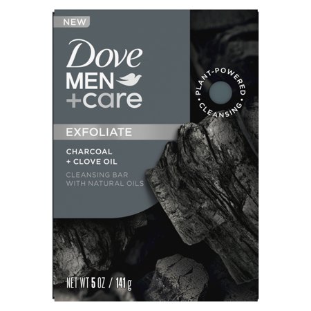Dove Men+Care Care Exfoliate Cleansing Bar – Charcoal + Clove Oil – 5 oz Packaging may vary Dove Men+Care Care Exfoliate Cleansing Bar – Charcoal + Clove Oil – 5 oz Packaging may vary
