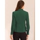 thumbnail image 4 of Blusa de oficina de trabajo con botones de manga larga y linterna Allegra K Verde Oscuro XS, 4 of 5