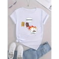 thumbnail image 2 of Camisetas de manga corta para mujer, camisetas de verano estampadas, cómodas, divertidas y casuales, para vacacionesWomen's Trendy Cartoon Graphic Tee - Casual Crew Neck Short Sleeve T-Shirt with Ab, 2 of 6