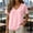 Pink, variant on Textured V-Neck Tee for Women, Cotton Short Sleeve Casual Daily Wear Summer Beach Basic Top