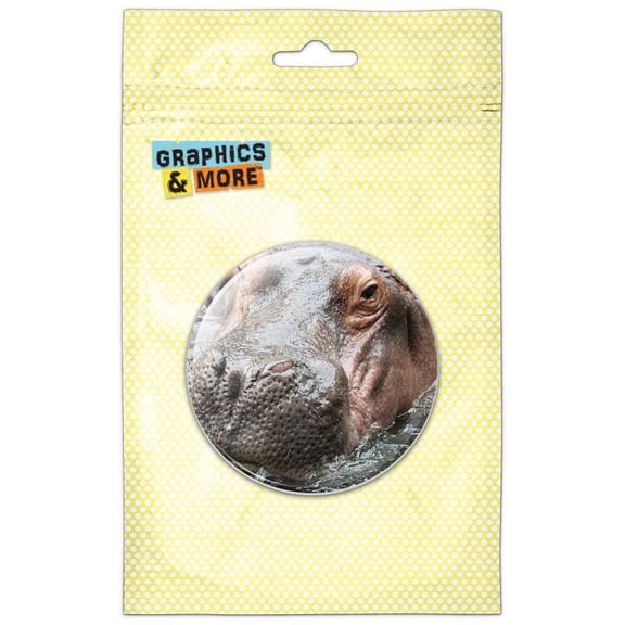 Hippopotamus Staring Pinback Button Pin Badge