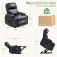 thumbnail image 2 of Electric Power Lift Recliner Chair for Elderly with Heat & Massage & USB Charge Port, 160° Adjustable PU Leather Recliner, Stand Assist, Remote Control, Cup Holders for Living Room Bedroom (Black), 2 of 9