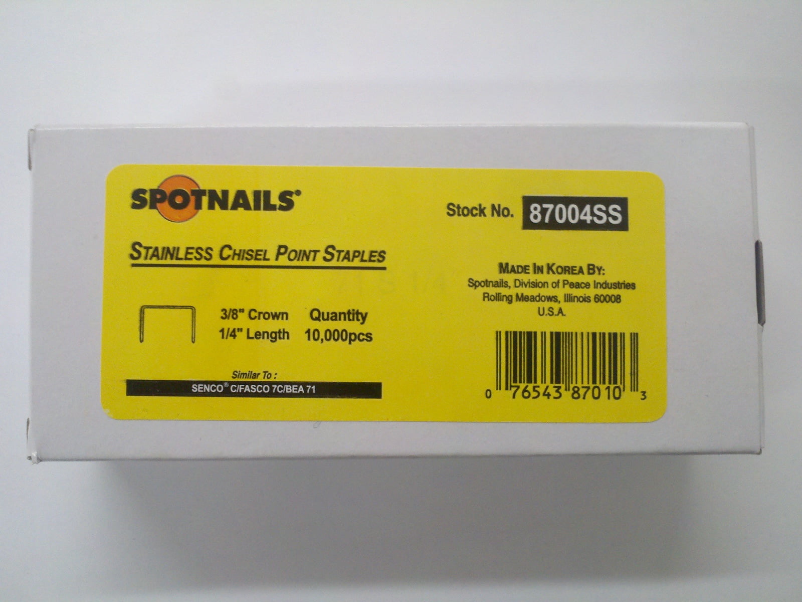 Spot Nails Spot Nails 87006SS 3/8-inch Crown 304 Stainless Steel Staples With to for sale online 