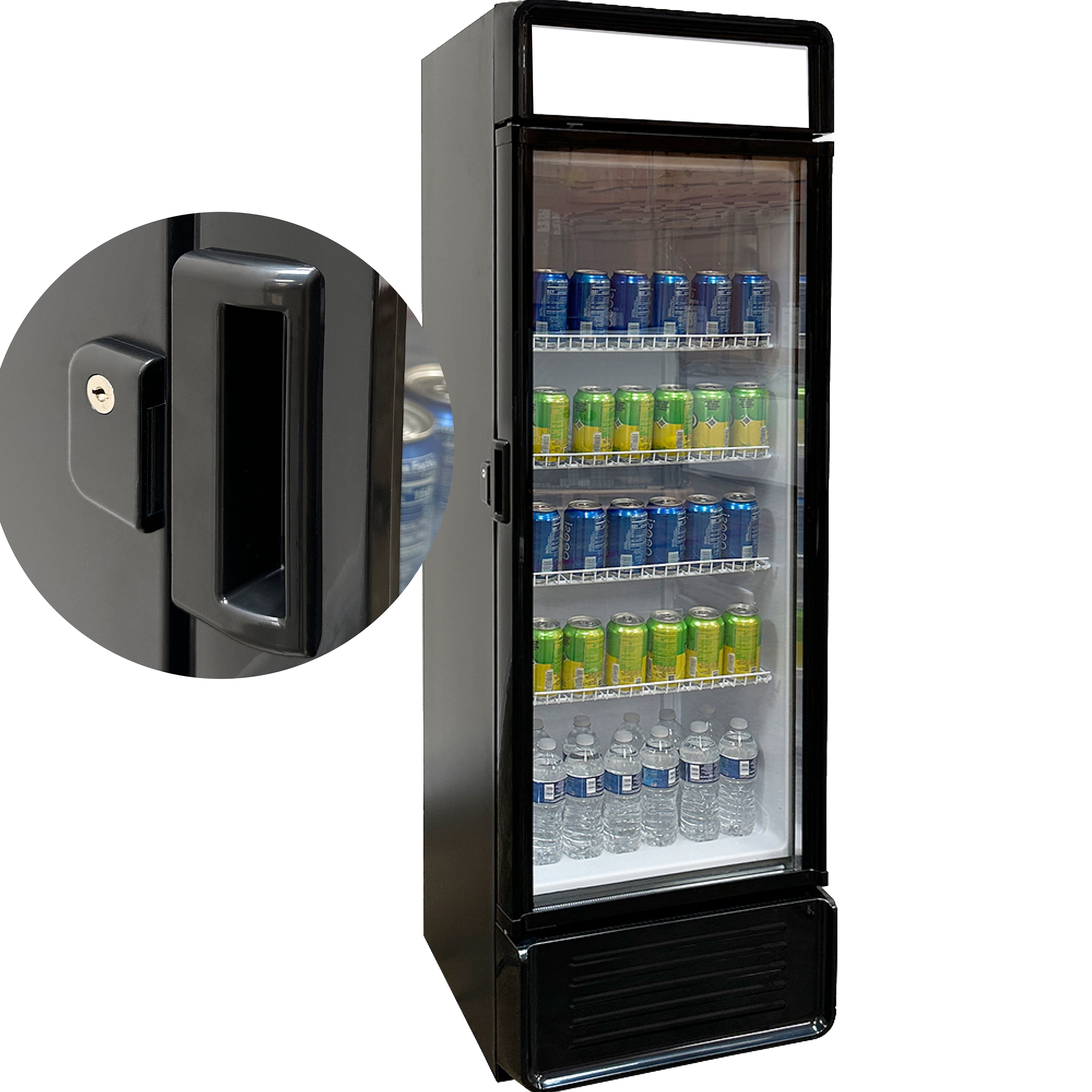 22" Single Glass Door Commercial Refrigerator, 8.1 Cu. Ft. Beverage Display Fridge, NSF Certified