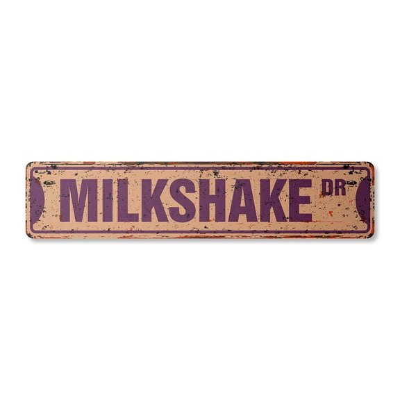 MILKSHAKE Vintage Plastic Street Sign ice cream shop lover milk | Indoor/Outdoor | 24" Wide