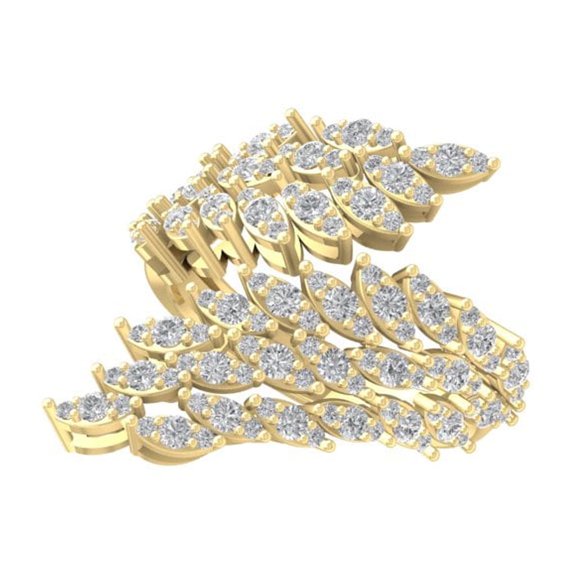 ARAIYA FINE JEWELRY 10K Yellow Gold Lab-Grown Diamond Anniversary Ring (1 1/2 cttw Round-shape Lab-Grown Diamonds (D-F Color, VS Clarity) Size 8