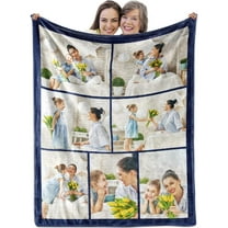 Custom Blanket with Picture, Customized Throw Photo Blankets Personalized Birthday Gifts for Women, Mother in Law, Grandma Family Anniversary Christmas - 9 Photos Collage