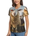 thumbnail image 2 of Vsdgher Cute Prairie Sheep Herd Women Shirts V Neck Short Sleeve Tops T-Shirt Basic Tees, S to 3XLX-Large, 2 of 5