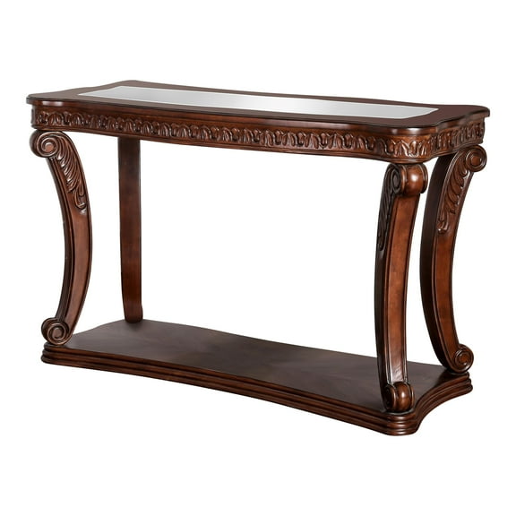 Furniture of America Gabriel Traditional Wood Open Shelf Sofa Table in Dark Oak