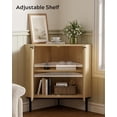 thumbnail image 4 of Modern Corner Cabinet, Fluted Wood Floor Storage Cabinet with Adjustable Shelf, Freestanding Narrow Organizer for Living Room Kitchen, Light Oak, 4 of 15
