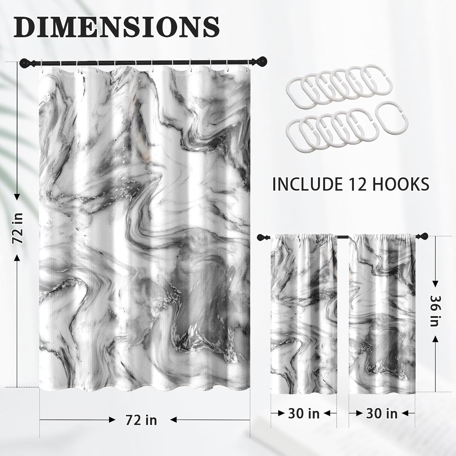 Vintage Brown Shower Curtain Set with Window Curtain, Royal Abstract Line Modern Bathroom Window Curtain with Waterproof Shower Curtain Set for Bathroom Decor