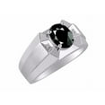 thumbnail image 3 of RYLOS Men's Rings Sterling Silver Rings Classic Designer  9X7MM Oval Gemstone &  Sparkling Diamond Ring Onyx October Birthstone Ring Size 10, 3 of 7