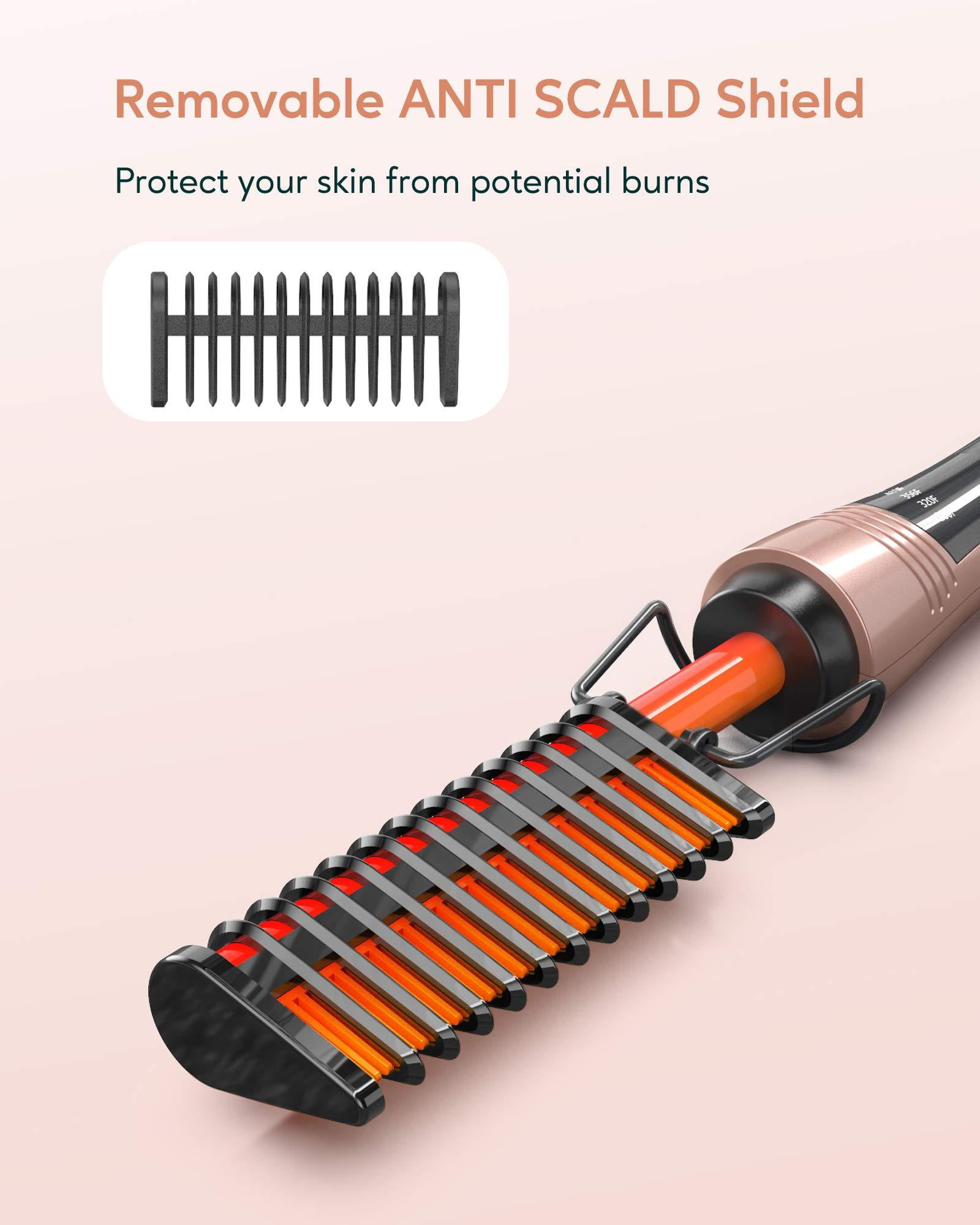 Terviiix Electric Hot Comb, Pressing Combs for Black Hair, Anti-Scald Straightening, Rose Gold