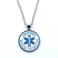 thumbnail image 2 of Collar con colgante de logotipo de símbolo paramédico de técnico médico de emergencia, cúpula de cristal, cabujón, estrella de la Vida Azul, señal EMT, regalo de joyería, 2 of 4