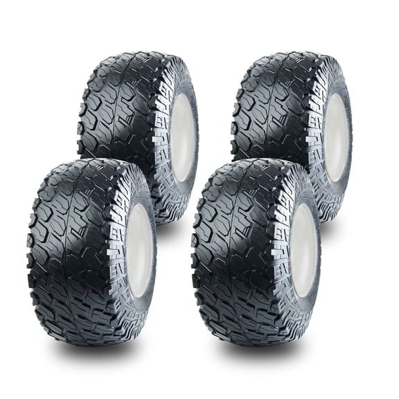 Set 4 Wolf Pack 18X8.50-8 6ply Golf Cart Tires 8X7 4-4.0 White Wheel