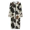 thumbnail image 5 of FOR U DESIGNS Cow Print House Dresses for Women Lightweight Long Sleeve Night Shirts Breathable Sleep Dress House Dresses for Women with Pockets, S, 5 of 8