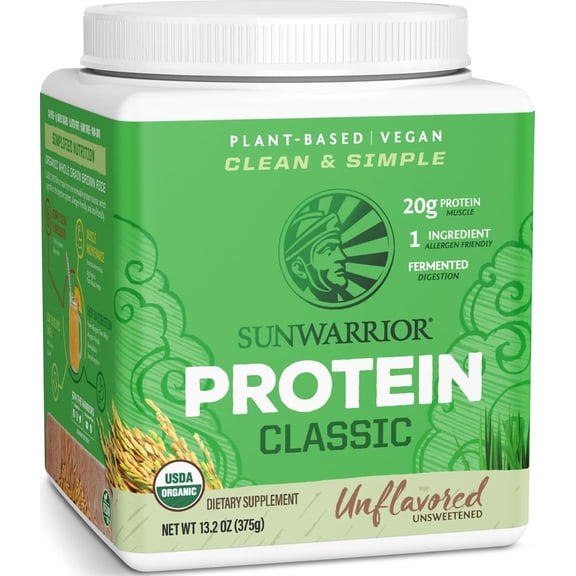 Sunwarrior Classic Protein Unflavored Organic Vegan Protein Powder with BCAA 750g