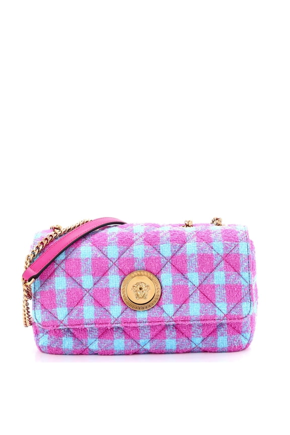 Pre-Owned Medusa Icon Chain Flap Bag Quilted Tweed East West By Rebag