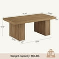 thumbnail image 3 of Finmind 47" Farmhouse Coffee Table, Rustic Rectangular Wooden Center Table with Large Tabletop & Thick Base for Living Room, Apartment, Reception Areas, Brown, 3 of 7