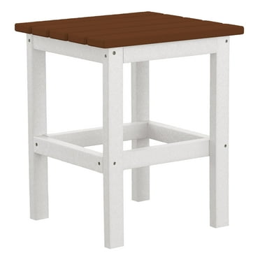 DUROGREEN® 15" Square Side Table - White with Teak