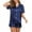 Navy, variant on Rewenti Women's Silk Satin Pajamas Set Two-Piece Sleepwear Loungewear Button-Down Sets Pink 12(XL)
