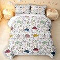 thumbnail image 2 of Homewish Fungus Botanical Mushroom Quilt Full,Wild Plants Floral Full Bedspread Sets,White,Light Gray Reversible,3 Pieces, 2 of 7