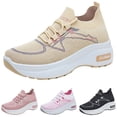 thumbnail image 4 of AUDeals Women's Wide Toe Box Shoes, Extra Wide Air Cushion Sneakers with Lightweight Breathable Comfort for Gym and Training (Beige, 7), 4 of 8