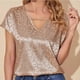 thumbnail image 2 of Verano mujer leopardo estampado manga corta cuello en V Casual Tee Tops Fridja  ghk6126, 2 of 8