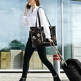 thumbnail image 5 of FORMRS Canvas Laptop Tote Bag for Women with 15.6" Computer Compartments Shoulder Handbag, Black Flowers, 5 of 7