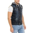 thumbnail image 6 of SKYLINEWEARS Men Denim Hooded Vest Biker Jean Vest With Hood Sleeveless Trucker Jacket, 6 of 7