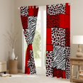 thumbnail image 3 of jejeloiu Patchwork Geometric Checkered Blackout Curtains Set of 2 (52x84 Each),Leopard Zebra Print Window Curtains,Red White Black Curtains and Drapes For Girls Kids,Ultra Soft Home Decor, 3 of 6