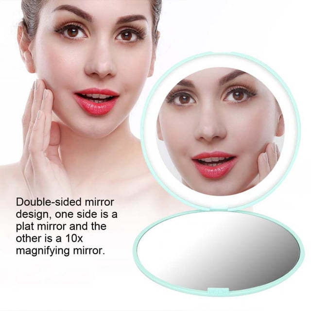 Espejo de Cosméticos Portátil con Luz LED NikouMX Espejo Plegable Compacto de Viaje con Aumento