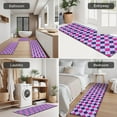 thumbnail image 5 of Pink Purple Checkered Pattern Kitchen Rugs Sets Of 3,Kitchen Runner Rugs Non Skid Washable,Decorative Kitchen Floor Mats for Kitchen,Sink,Laundry,17"x30"+ 17"x47" + 17"x59", 5 of 6