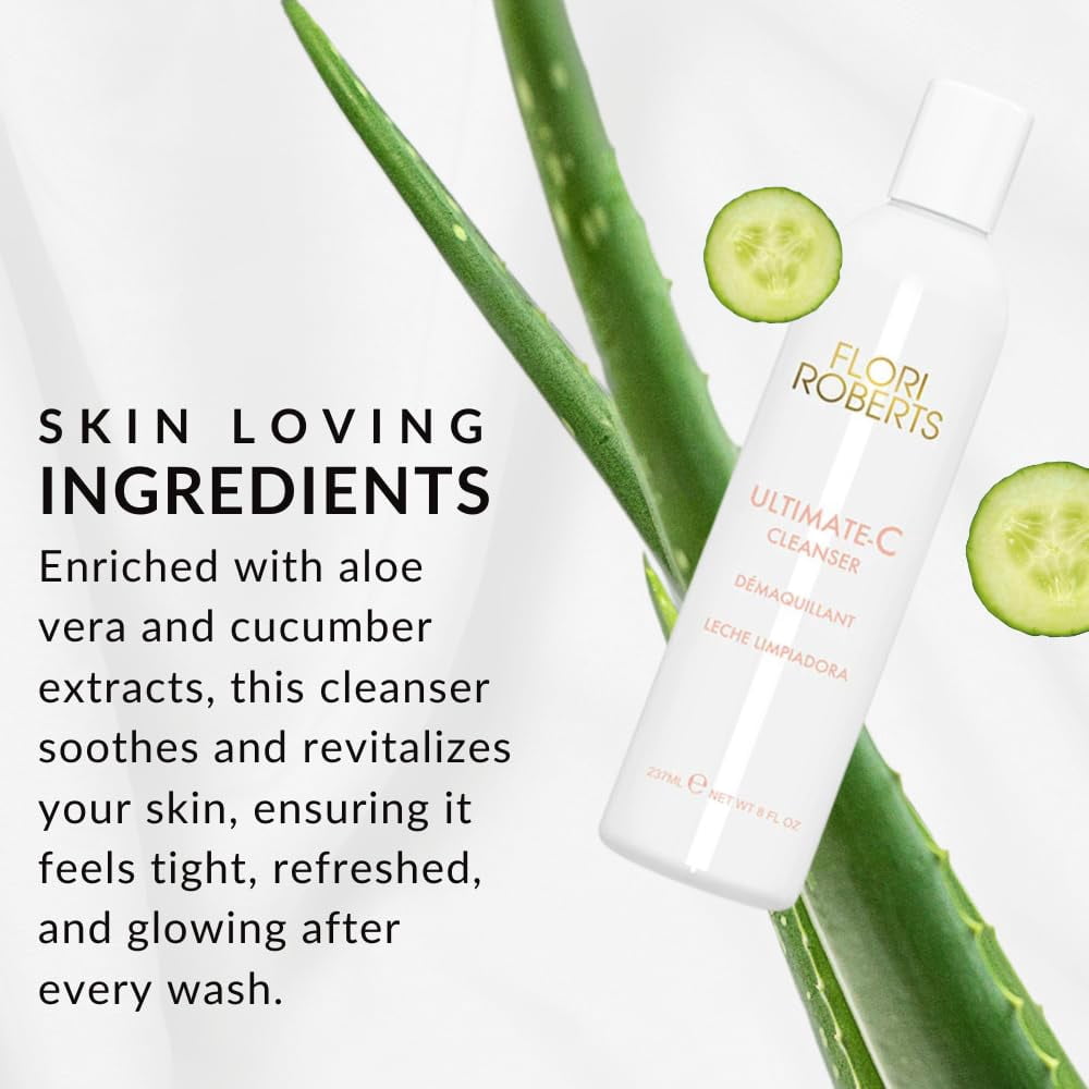 Flori Roberts Ultimate C Cleanser, Creamy Face Wash with Vitamin C, Moisturizing for All Skin Tones