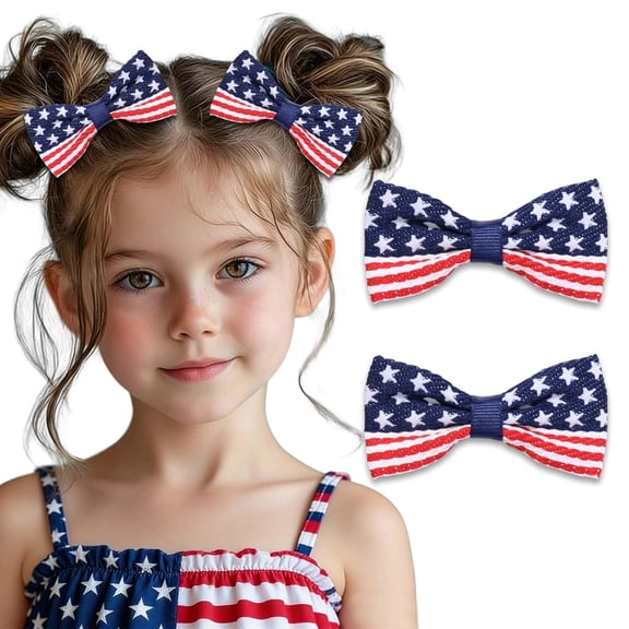 DESIGNICE Hair Bow 4Th of July Bows for Girls American Flag Hair Clips Patrioctic Bowknot Barrette Usa Hairpin Red White Blue Accessories for Independence Day