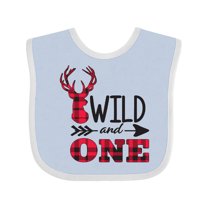 Inktastic Plaid Deer Wild and 1 with Arrow Boys or Girls Baby Bib