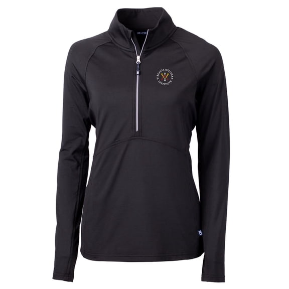 Women's Cutter & Buck Black Virginia Military Institute Keydets Adapt Eco Knit Half-Zip Pullover Jacket
