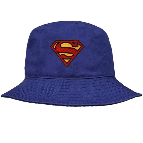 Superman S-Shield Logo Officially Licensed Bucket Hat Unisex for Men & Women, Royal
