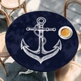 thumbnail image 3 of Coastal Anchor Round Fitted Table Cover Nautical Knot Dark Blue Waterproof Table Cloth with Elastic Edge Wipeable Tablecloth for Picnic Camping Party Fits 45"-54" Diameter, 3 of 8