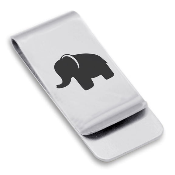 Stainless Steel Elephant Good Luck Charm Classic Slim Money Clip Credit Card Holder