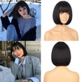 thumbnail image 2 of 12 Inches Short Bob Wig Black Wigs With Bangs Synthetic Wigs for Women Lolita Cosplay Party Natural Hair Wigs Extensions, 2 of 5
