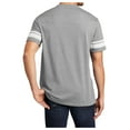 thumbnail image 2 of Yellow Rooster Men's Game T-Shirts with Stripes Printed Sleeves Heathered Nickel/White XS, 2 of 6