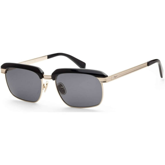 Salvatore Ferragamo SF 263S Metal Unisex Rectangle Sunglasses Black/Gold 55mm Adult