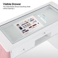 thumbnail image 3 of BarberPub Pink Glass-Top Manicure Table Nail Desk with Drawers, Modern Beauty Salon Nail Station, 3 of 9