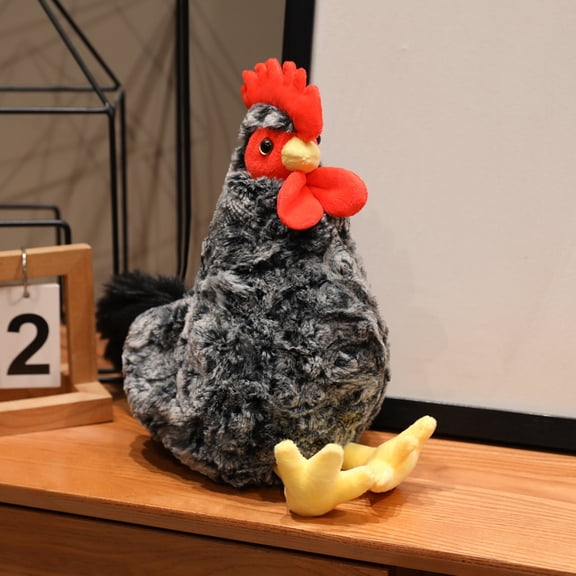 Grey Rooster Plush Doll Soft Fluffy Chicken Stuffed Animal Toy Home Decoration Gift